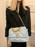 Pre Loved Chanel 19 in Quilted Ombré Blue Denim (new)