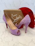 Pre Loved Christian Louboutin Very Prive 120 Lilac Suede Heels UK 3