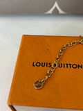 Pre Loved Louis Vuitton Petit Louis Necklace in gold tone featuring LV circle & flower charms