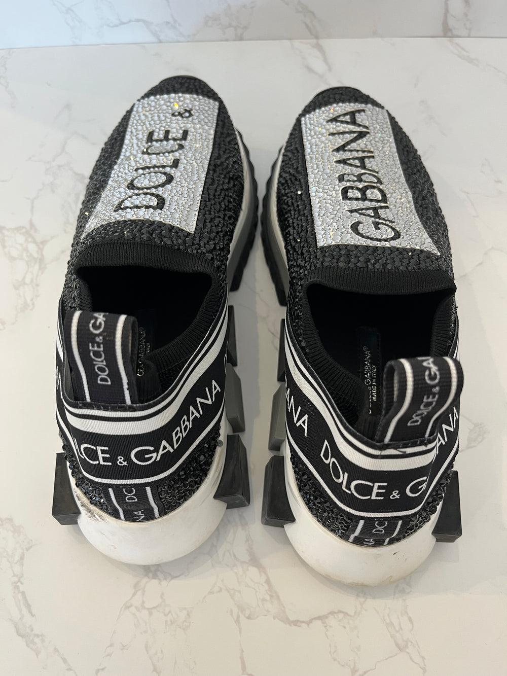 Pre Loved Dolce & Gabbana Diamanté Crystal Trainers uk5