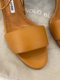 Pre Loved Manolo Blahnik Tan Cage Design Lace Tie Sandals UK4 - NEW