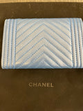 Pre Loved Chanel Boy Blue Leather Coin Purse / Card Holder (excellent)