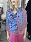 Pre Loved Gucci GG hearts & stars , blue and pink modal blend shawl