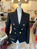 Pre Loved Balmain Double Breasted Black Wool Blazer size 36 fits UK 8 (excellent)