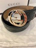Pre Loved Gucci Black GG Interlocking Buckle Belt 80cm (fits uk 8-10)