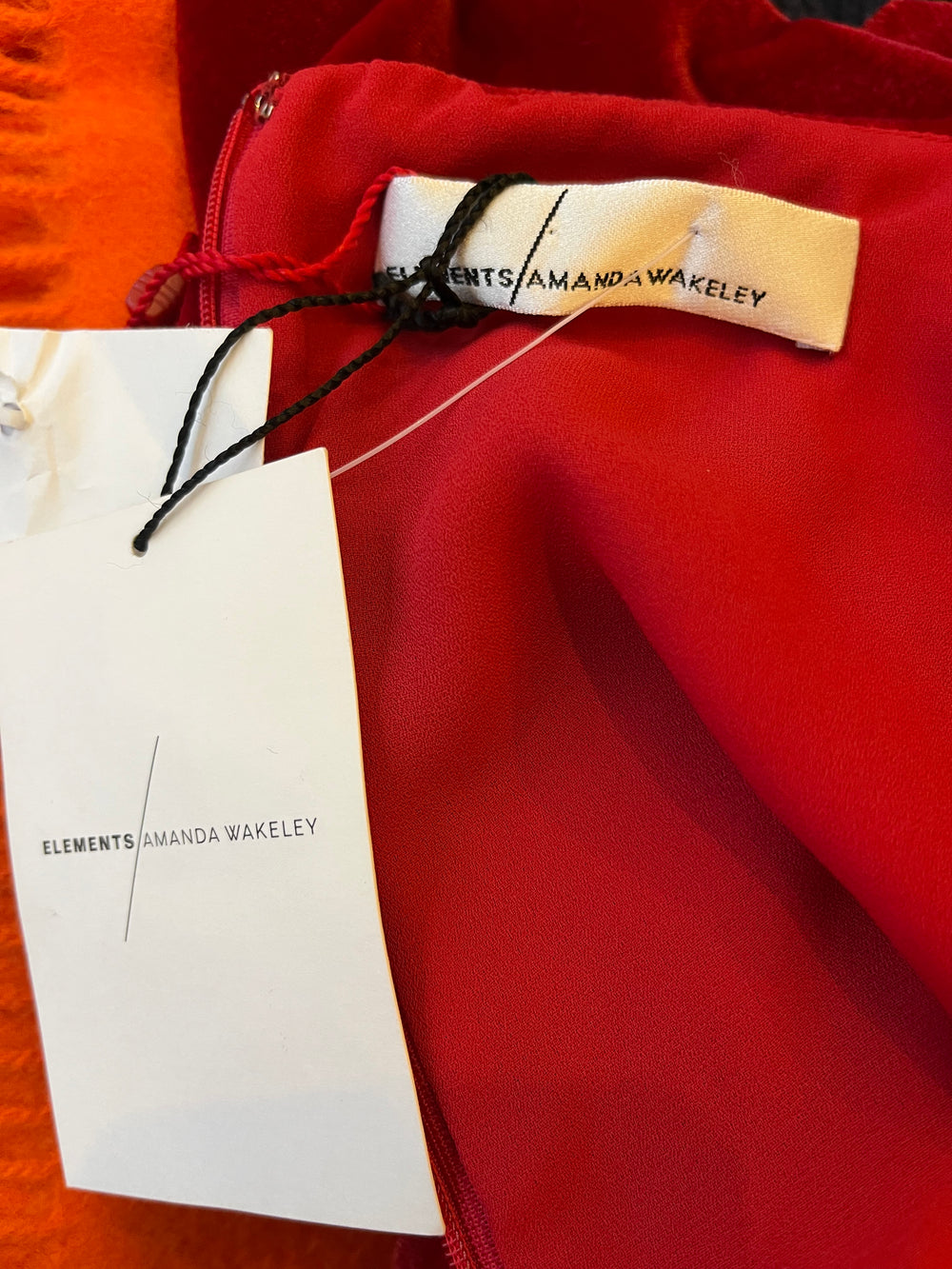 Pre Loved Amanda Wakeley Red Velvet Halter Neck Dress fits UK10-12