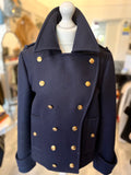 Gucci Double Breasted Pea Coat Jacket in Navy UK12