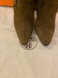 Pre Loved Hermes Brown Suede Heeled Boots Size uk5