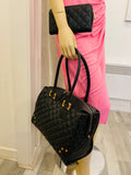 Pre Loved Chopard Black Leather Quilted Shoulder/Weekend Bag and Purse