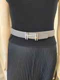 Pre Loved Hermes H Reversible Leather Belt in Grey & black size 85cm