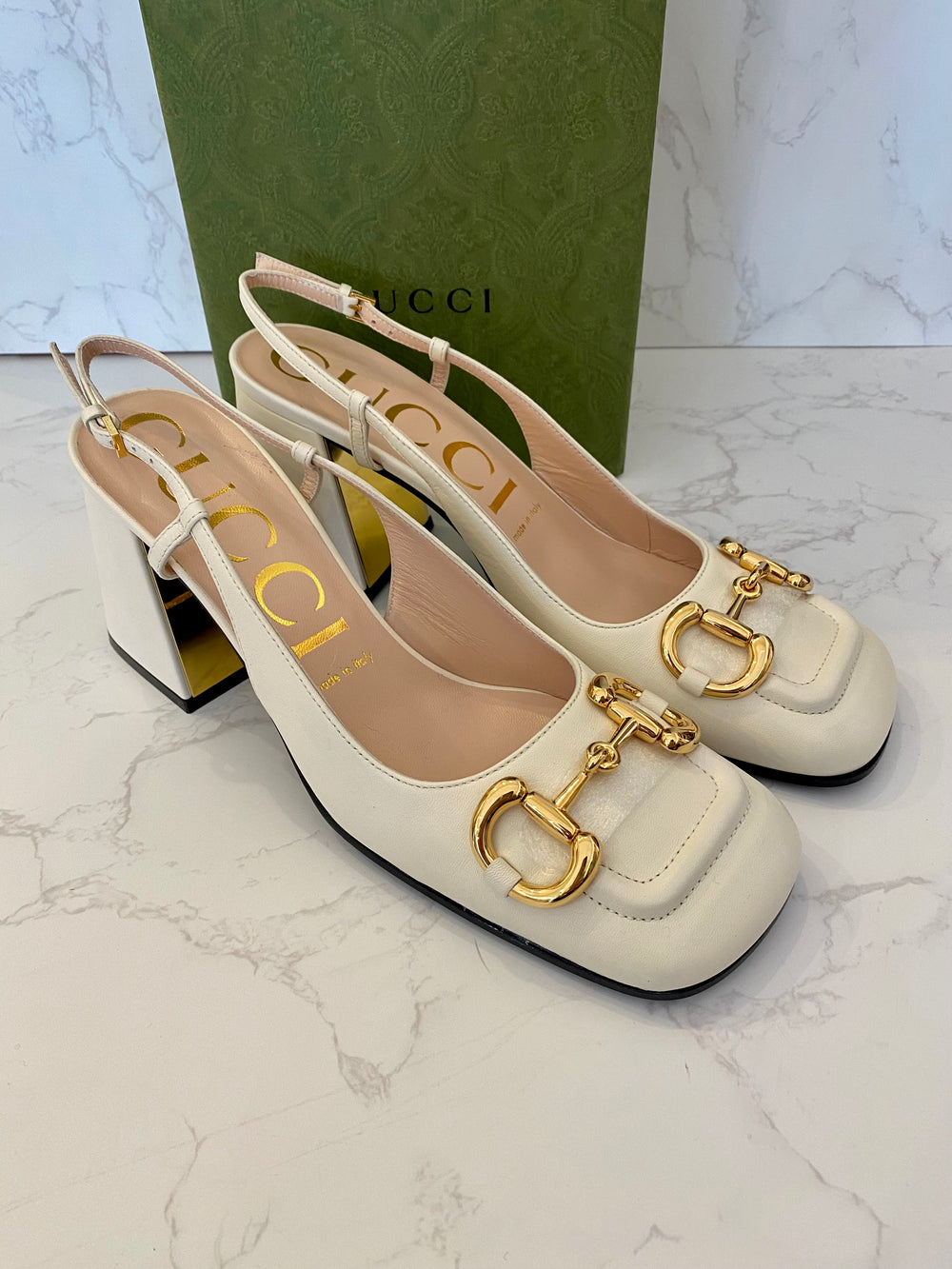 Pre Loved Gucci Cream Horsebit Sandals UK 5 - NEW