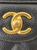 Pre Loved Chanel Double Flap Jumbo in Black Caviar Leather (excellent)