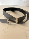 Pre Loved Hermes H Reversible Leather Belt in Grey & black size 85cm