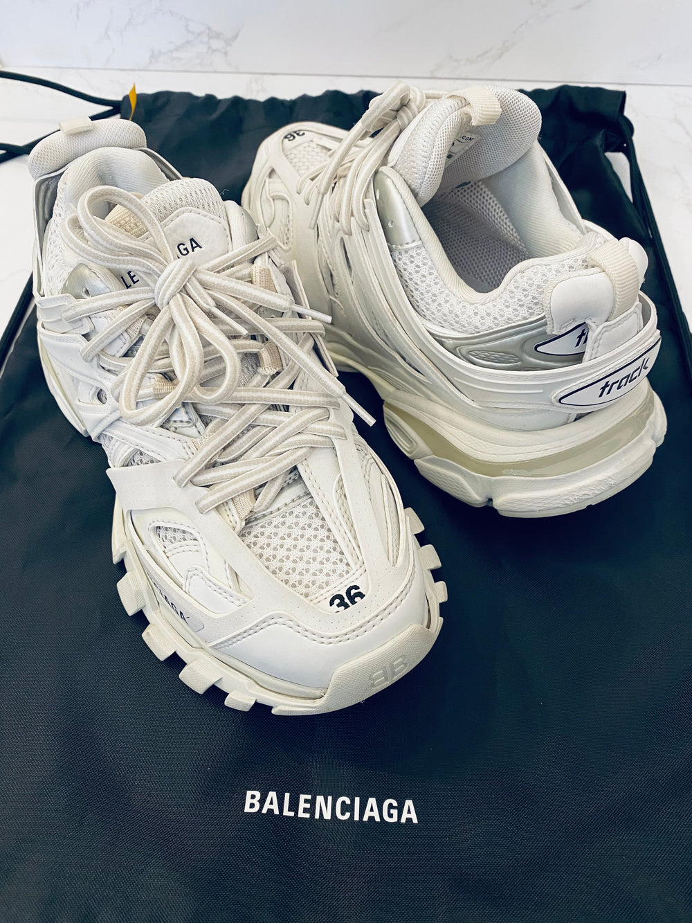 Pre Loved Balenciaga Track Sneakers in White UK 3