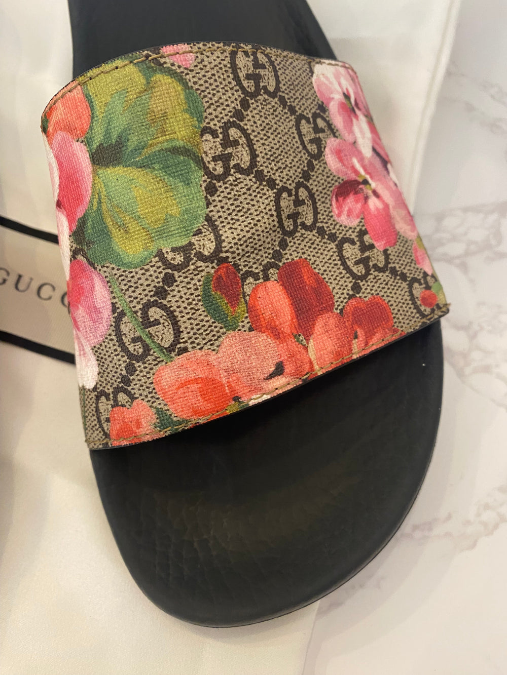 Pre Loved Gucci Floral Bloom Sliders UK 6