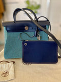 Hermes Herbag Zip 31 in Blue Saphir, Menthe and Criss Viking Toile With Hunter Leather