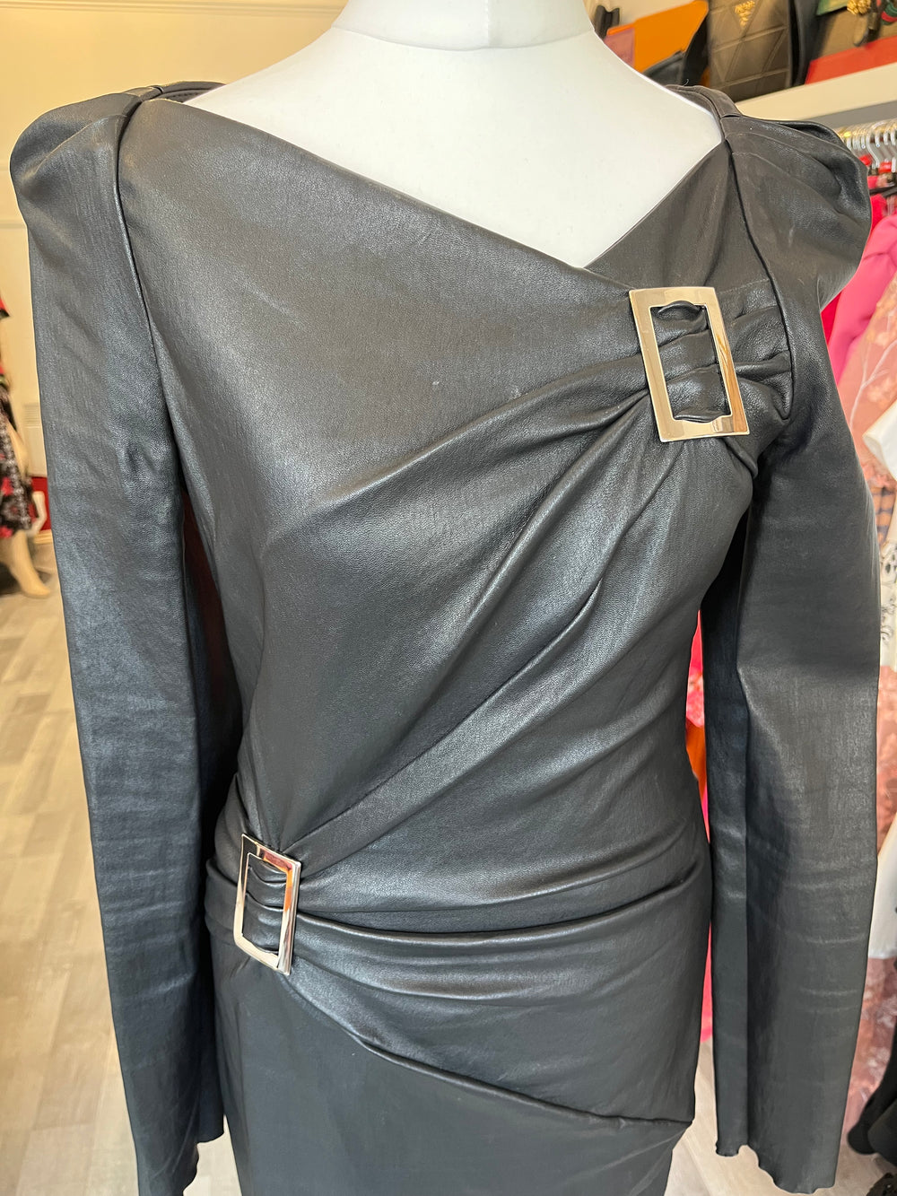 Pre Loved Jitrois Black Leather Dress Fr38 uk10
