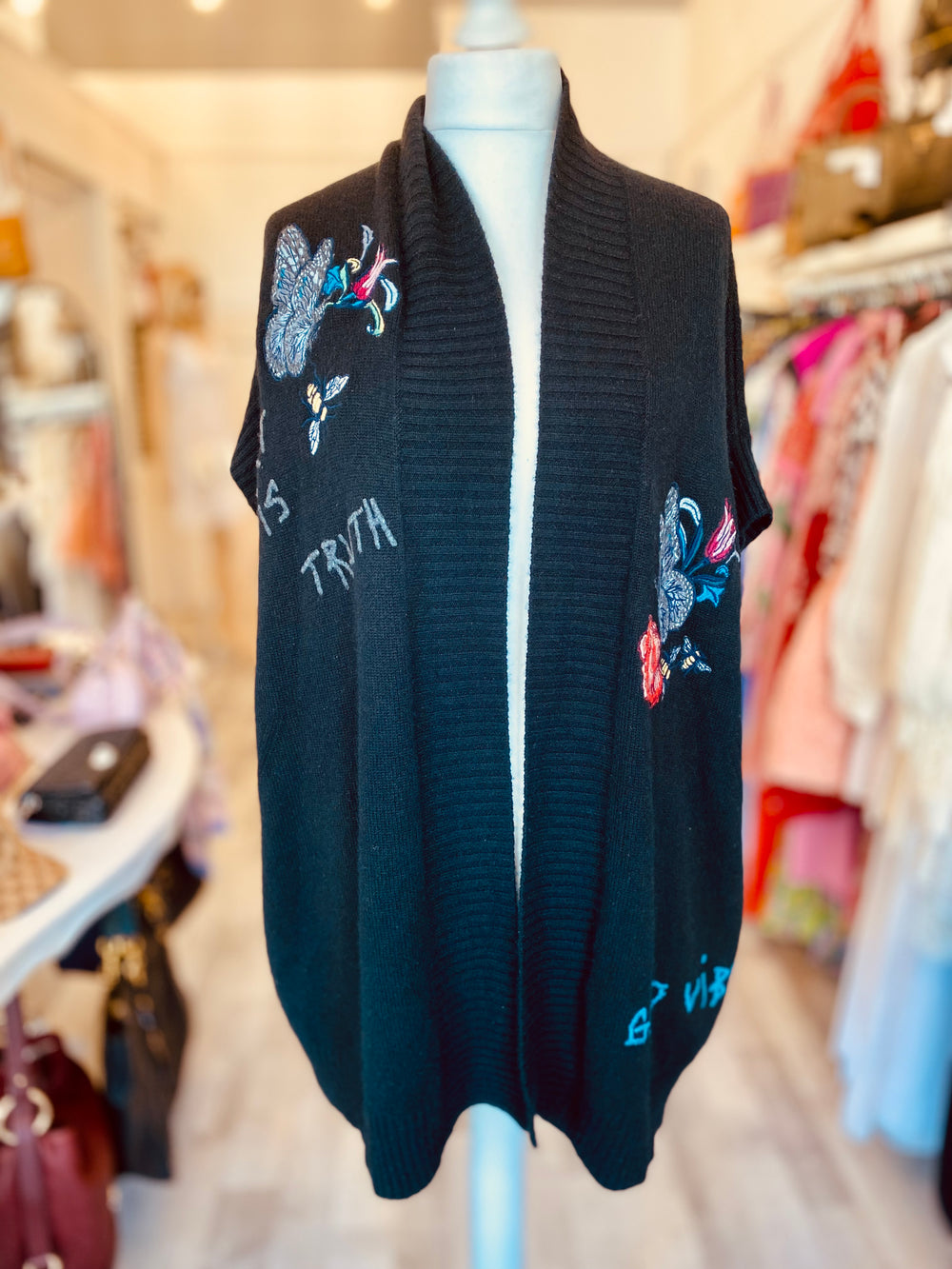 Pre Loved Zadig & Voltaire Embroidered Cashmere Shrug One Size (excellent)