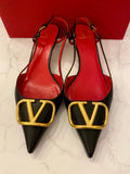 Pre Loved Valentino Garavani Vai Go Logo Kitten Heels Size UK 5.5