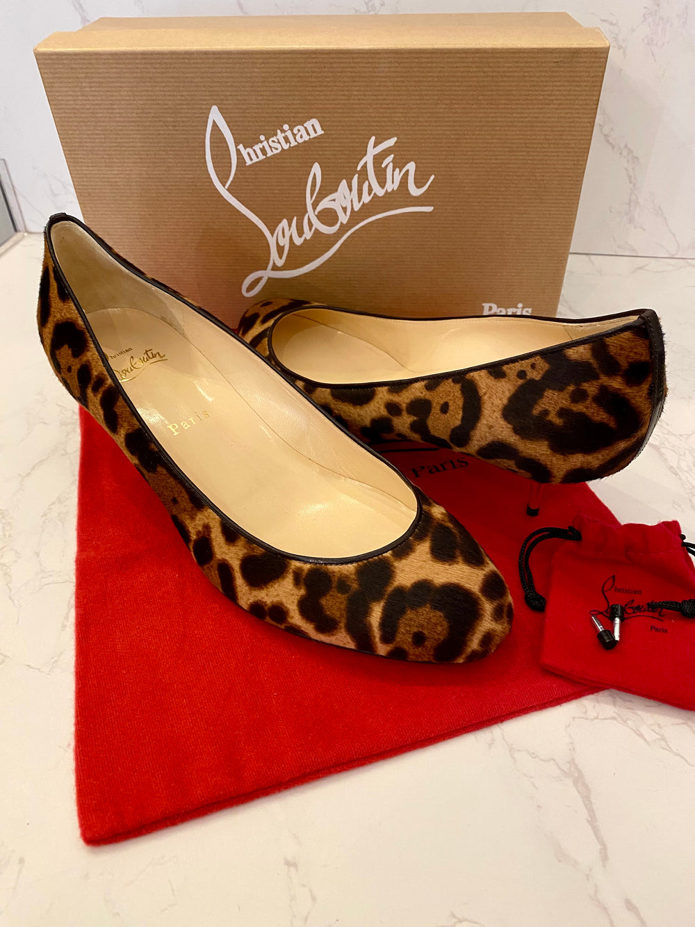 Pre Loved Christian Louboutin Pony Kitten Heels UK 7.5(new)