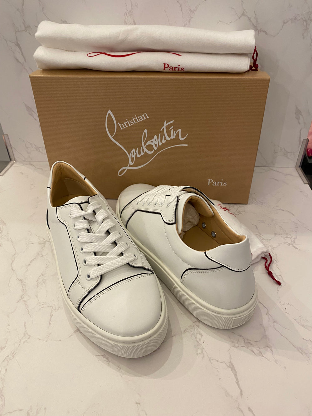 Pre Loved Christian Louboutin White Vierissima Sneakers UK 6 (new)
