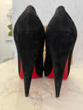 Pre Loved Christian Louboutin Very Conic 120 Black Suede Peeptoe Heels Size UK 6 (New)