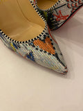 Pre Loved Christian Louboutin Decollete Silver & Multicoloured 100 Heels UK 4.5 (Excellent)