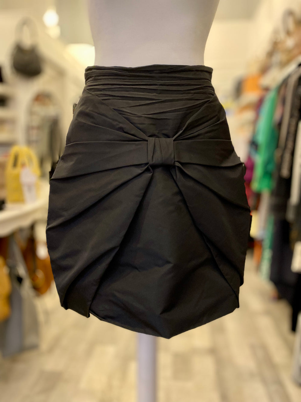 Pre Loved Prada Black Bow Detail Short Skirt size 44 uk 12