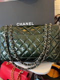 Chanel Accordion Flap in Dark Green Patent Leather