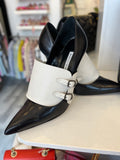 Pre Loved Manolo Blahnik Black & Cream Heels with Buckles UK 7