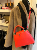 Louis Vuitton Capucines Bag in Red Tourillon Leather Silver Tone Hardware