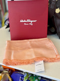 Pre Loved Salvatore Ferragamo silk & cashmere light pink/peach scarf (new)