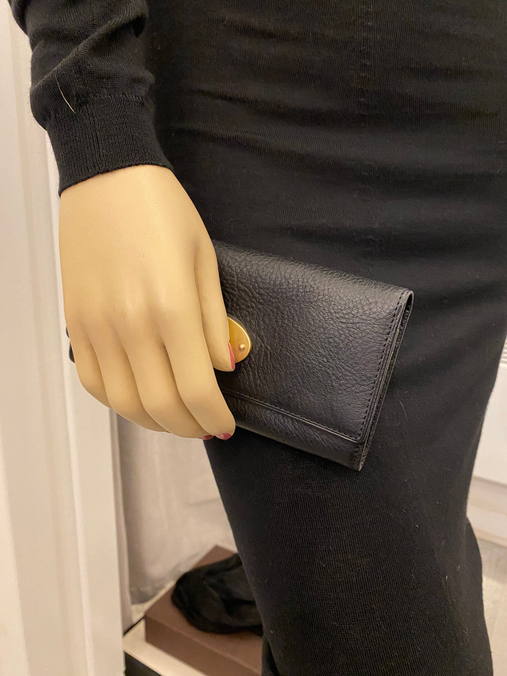 Pre Loved Mulberry Continental Plaque Purse in Black Leather (New)