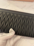 Pre Loved Miu Miu Black Matelasse Leather Flap Clutch Bag With Removable Pouch