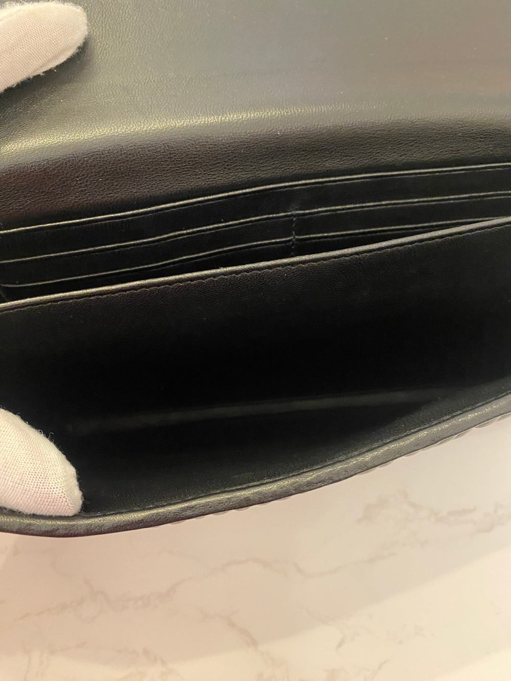 Pre Loved Miu Miu Black Matelasse Leather Flap Clutch Bag With Removable Pouch