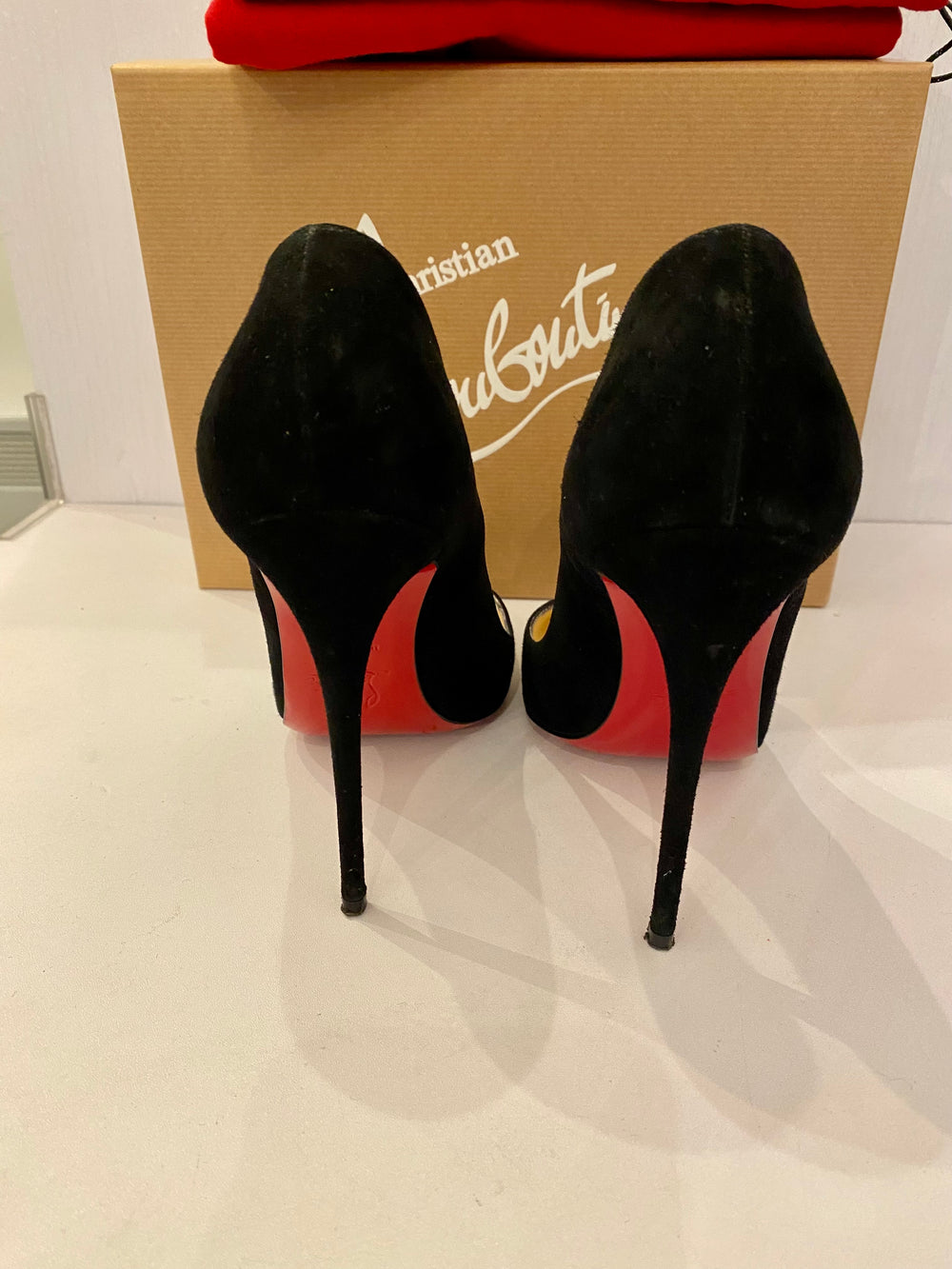 Pre Loved Christian Louboutin So Kate 120 Black Suede uk3.5