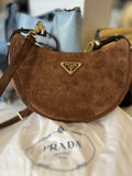 Pre Loved Prada Arque Brown Suede Bag (pristine)