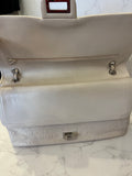 Pre Loved Chanel 2.55 Re-issue flap bag in cream embossed leather with matching purse