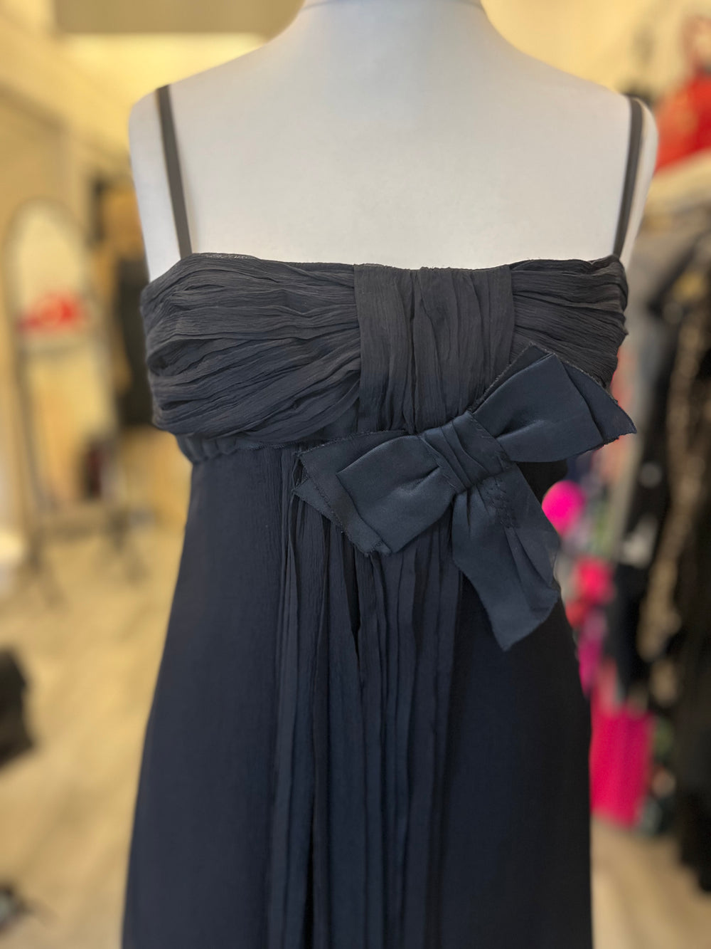 Pre Loved Prada Black Silk Bow Dress size 42 UK10