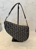 Pre Loved Christian Dior Black Oblique Saddle Bag - Vintage