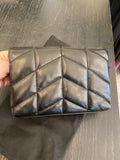 Pre Loved Saint Laurent Toy Puffer Clutch Bag in Black Lambskin with Card Holder (excellent)
