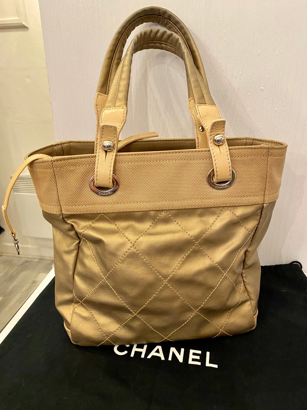 Pre Loved Vintage Chanel Small Bronze 2006-2008 Paris-Biarritz Tote