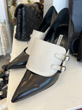Pre Loved Manolo Blahnik Black & Cream Heels with Buckles UK 7