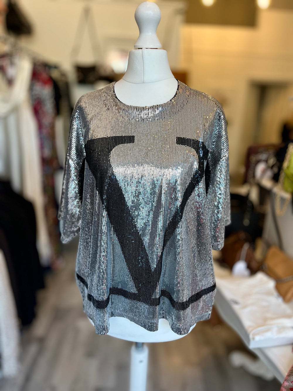 Pre Loved Red Valentino Silver Sequin Top