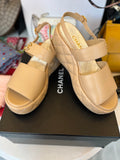 Pre Loved Chanel Beige Leather Dad Sandals UK 5 (new)