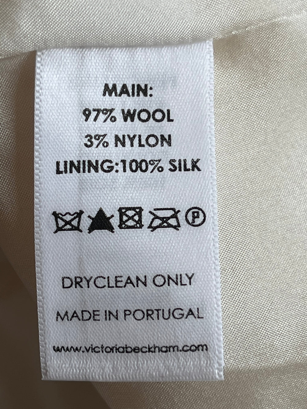 Pre Loved Victoria Beckham Cream Wool Dress size uk12