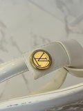Pre Loved Louis Vuitton White Thong Flip-Flops UK5
