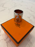Pre Loved Hermes Horseshoe Palladium Scarf Ring (new)
