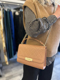 Chanel Quilted Click Flap Bag in Rose Beige Leather