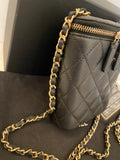 Pre Loved Chanel Mini Vanity Case in Black Cavier Leather - Excellent